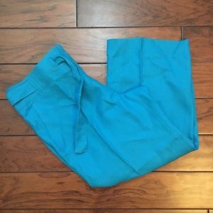 Talbots 100% Linen Blue Trouser Dress Pants Sz 16